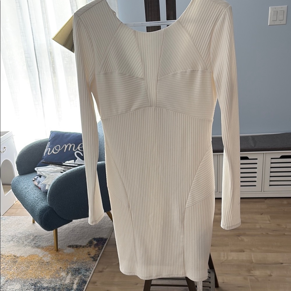 Guess White Long Sleeve Bodycon Dress